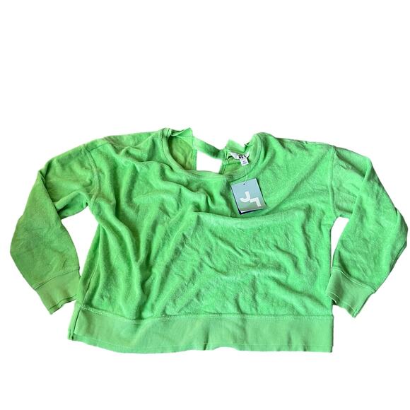 JoyLab Women's Bright Green Open Back Terry Cloth Sweatshirt - Size XS - NWT - Picture 7 of 8